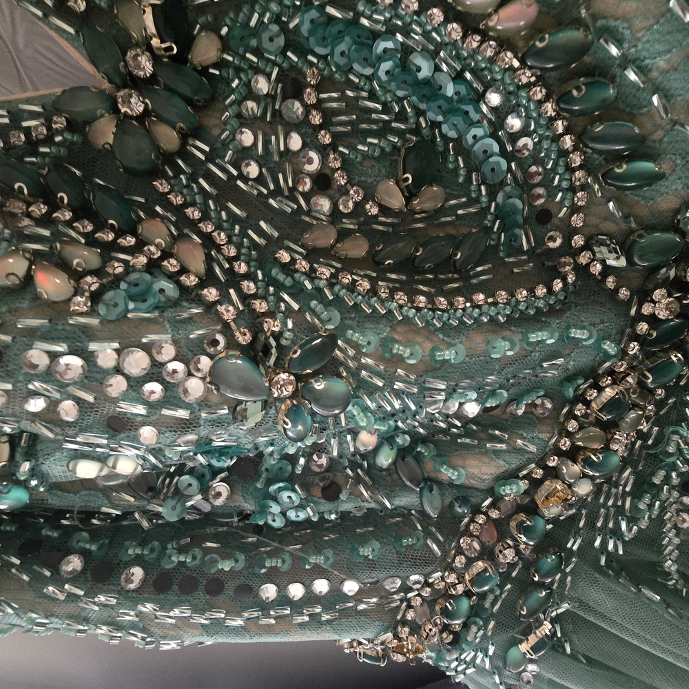 Camille La Vie Green Sequin Halter Gown - Picture 4 of 9